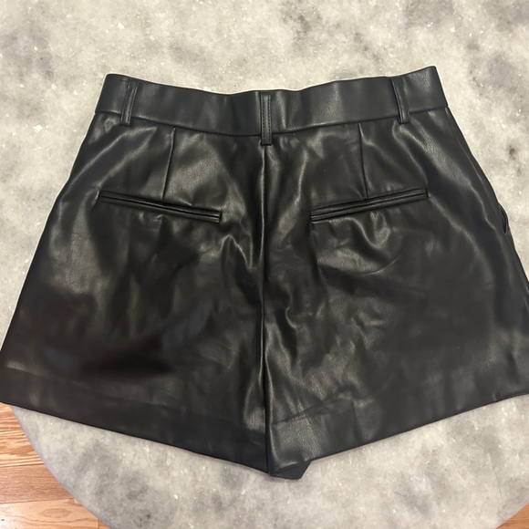 Zara Vegan Leather Black Shorts - Picture 6 of 9